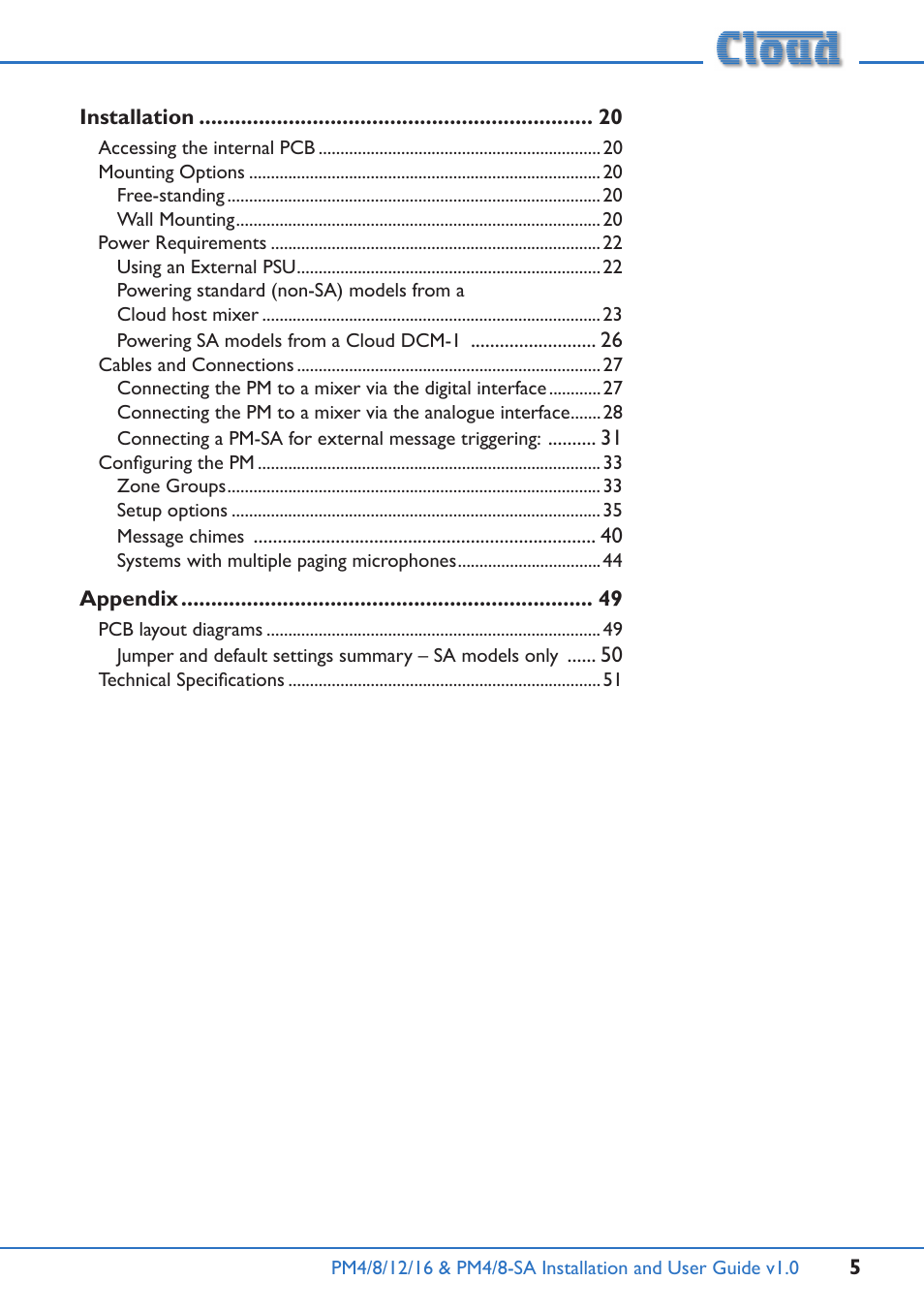 Cloud Electronics PM16 User Manual | Page 5 / 56