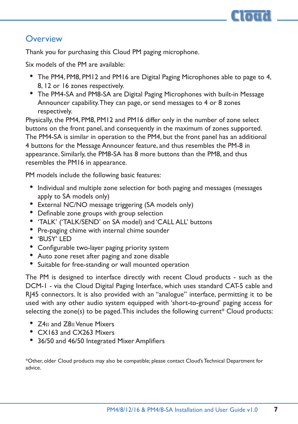 Overview | Cloud Electronics PM16 User Manual | Page 7 / 56