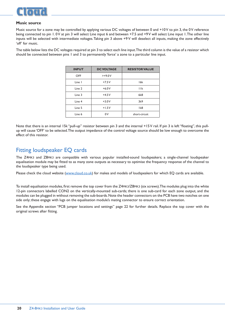 Fitting loudspeaker eq cards | Cloud Electronics Z4MK3 User Manual | Page 20 / 28