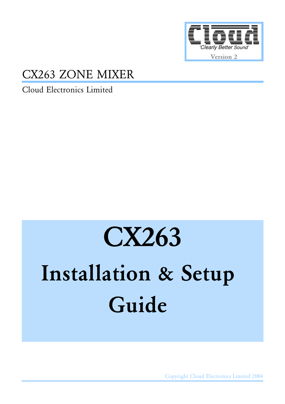 Cloud Electronics CX263 User Manual | 23 pages