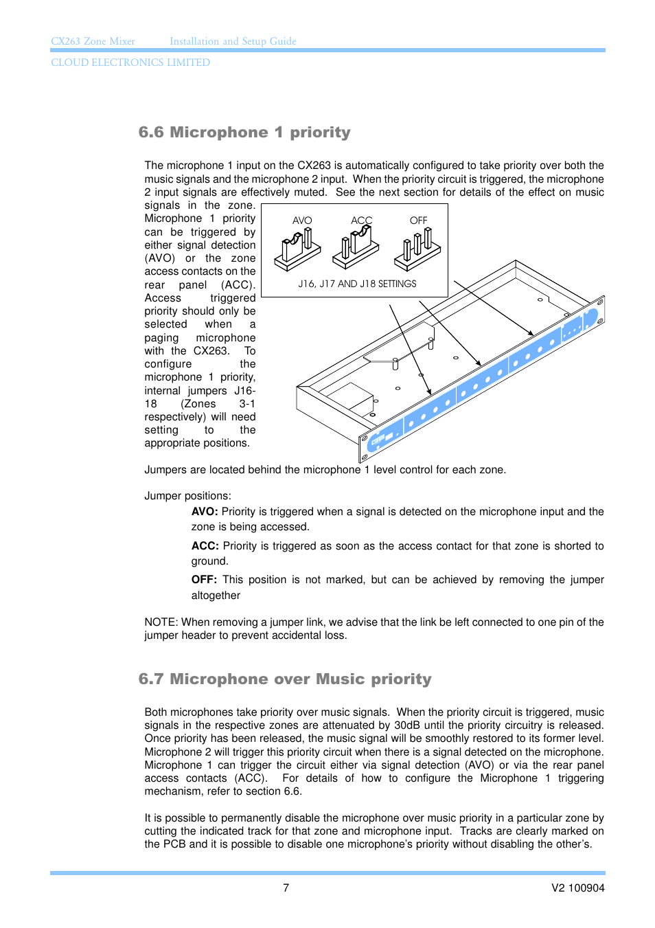 6 microphone 1 priority, 7 microphone over music priority | Cloud Electronics CX263 User Manual | Page 13 / 23