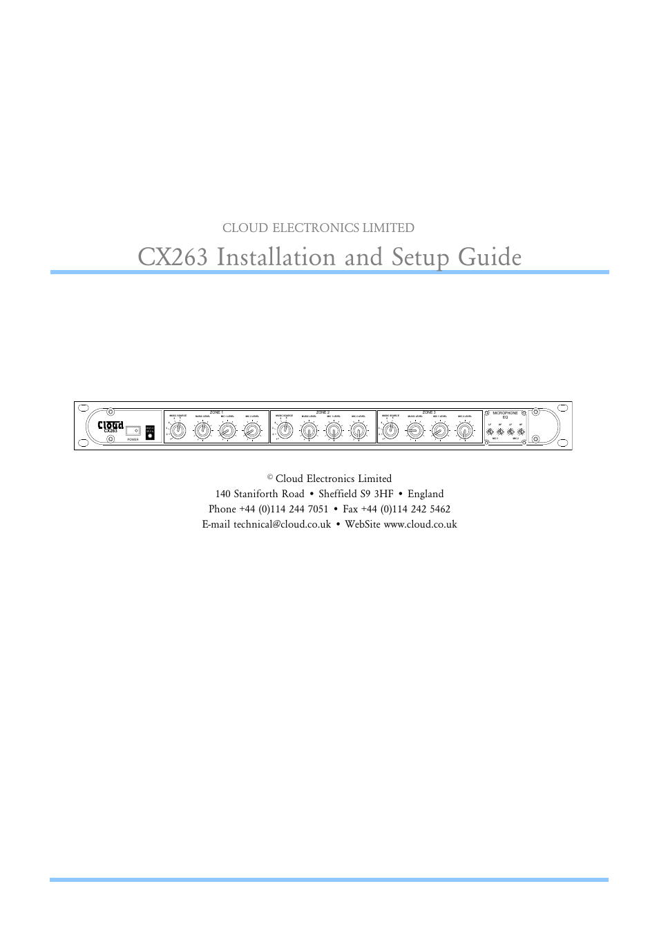 Cx263 installation and setup guide, Cloud electronics limited | Cloud Electronics CX263 User Manual | Page 3 / 23