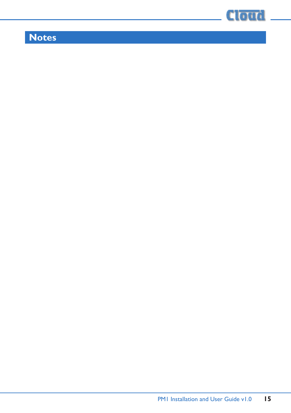Notes | Cloud Electronics PM1 User Manual | Page 15 / 16