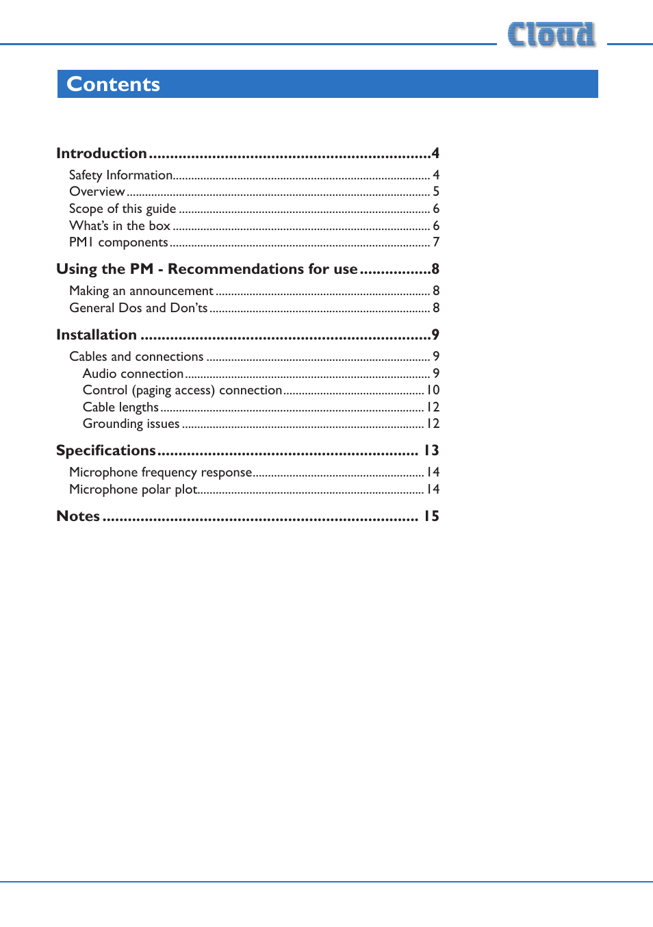 Cloud Electronics PM1 User Manual | Page 3 / 16