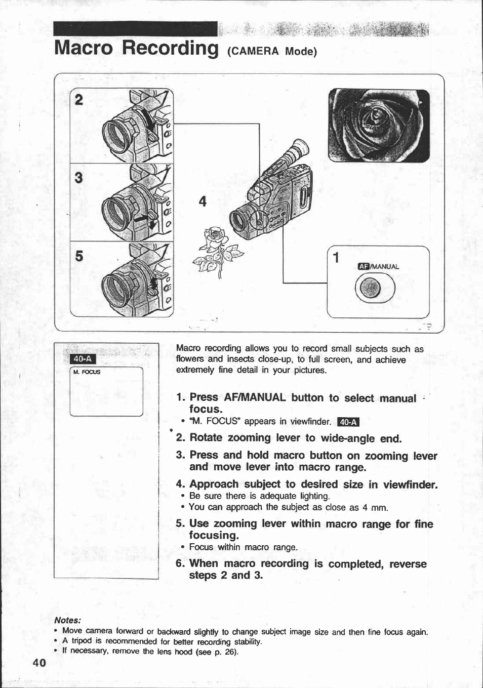 Recording date and time (camera mode), Place camera in record pause mode, icngii, Make your recording as normal | Recording date and time, Mode), Camera | Canon E 250 User Manual | Page 48 / 104