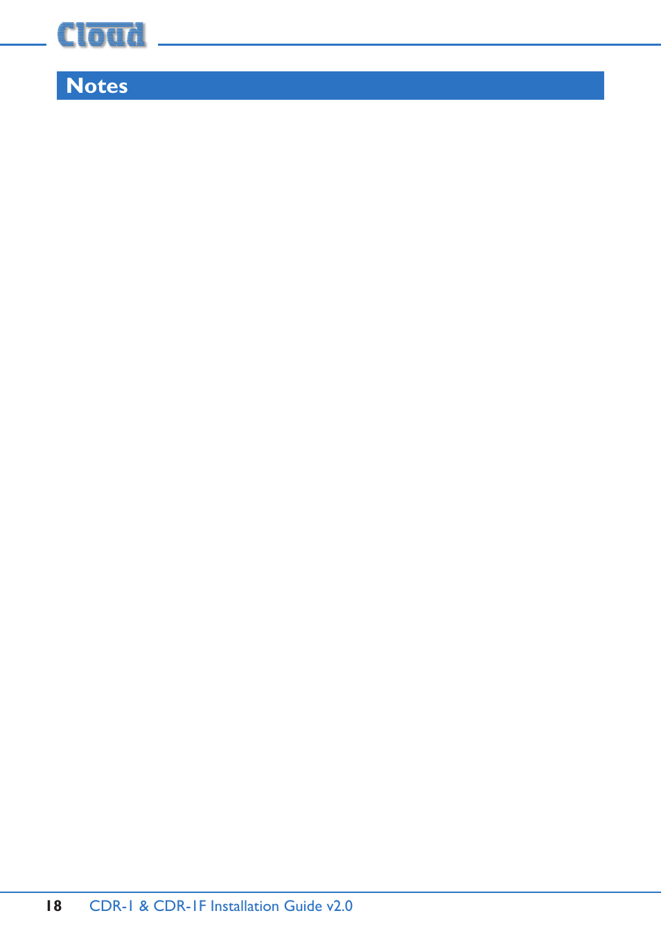 Notes | Cloud Electronics CDR-1B User Manual | Page 18 / 20