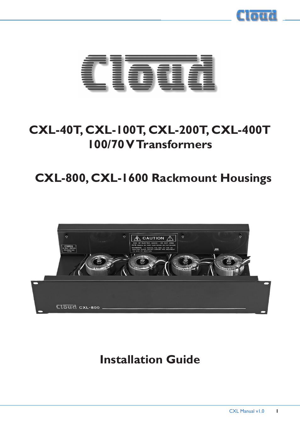 Cloud Electronics CXL-100T User Manual | 12 pages