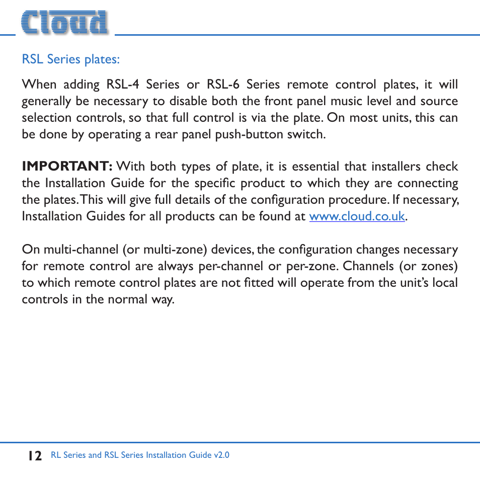 Cloud Electronics RL-1MB User Manual | Page 12 / 20