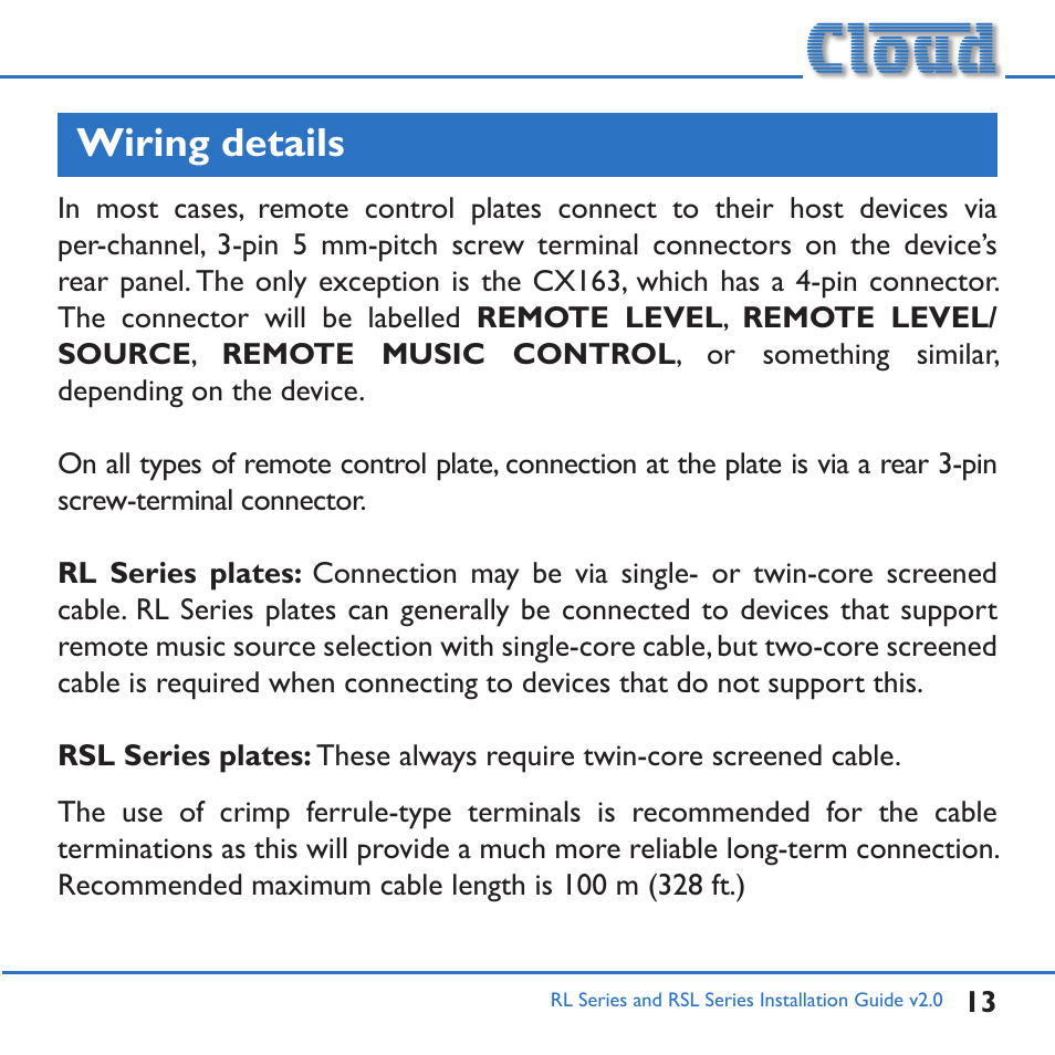 Wiring details | Cloud Electronics RL-1MB User Manual | Page 13 / 20