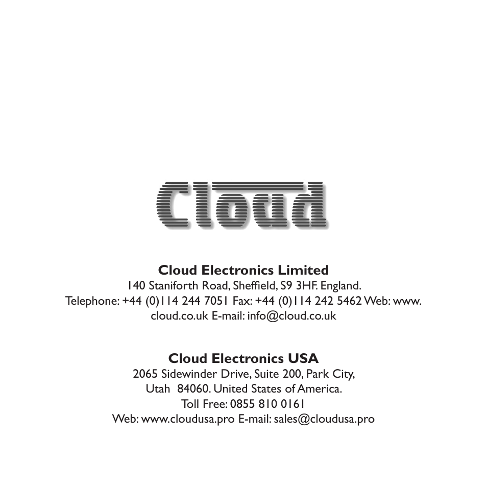 Cloud Electronics RL-1MB User Manual | Page 20 / 20