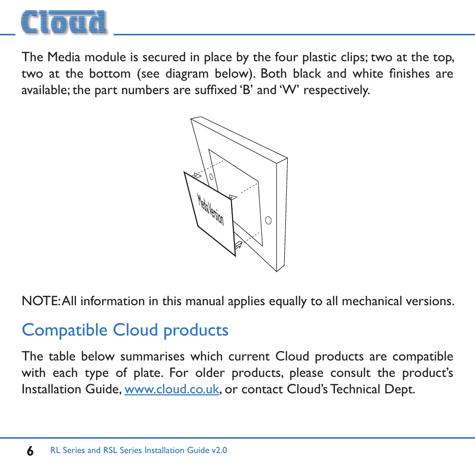 Compatible cloud products | Cloud Electronics RL-1MB User Manual | Page 6 / 20