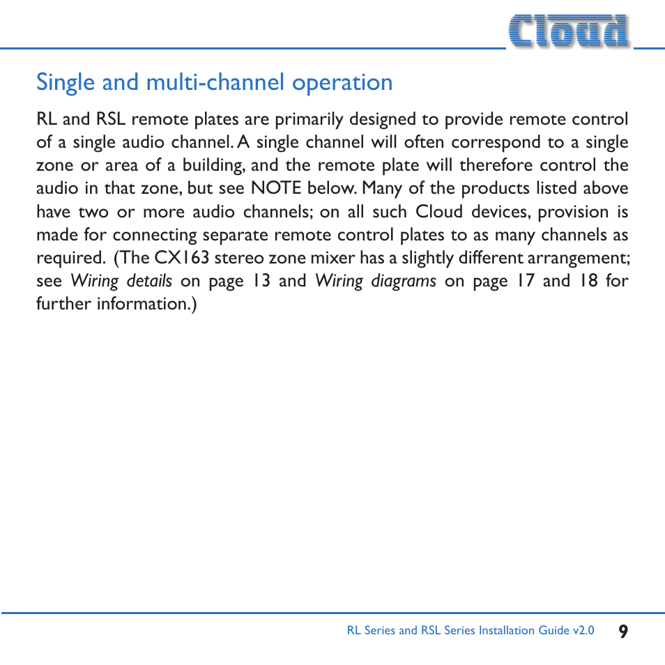 Single and multi-channel operation | Cloud Electronics RL-1MB User Manual | Page 9 / 20