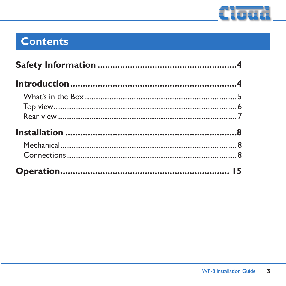 Cloud Electronics WP-8W User Manual | Page 3 / 16