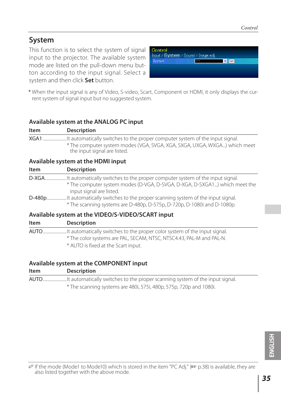 System | Canon Projector LV-8235 UST User Manual | Page 35 / 61