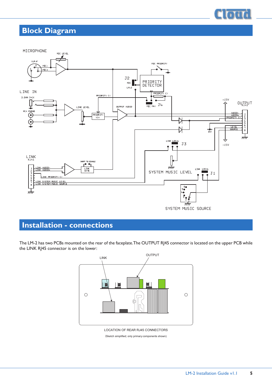 Block diagram, Installation - connections | Cloud Electronics LM-2B User Manual | Page 5 / 12