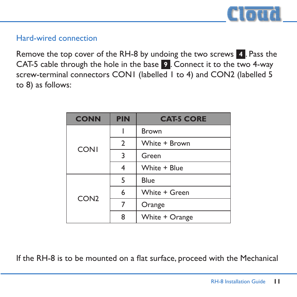 Cloud Electronics RH-8c User Manual | Page 11 / 16