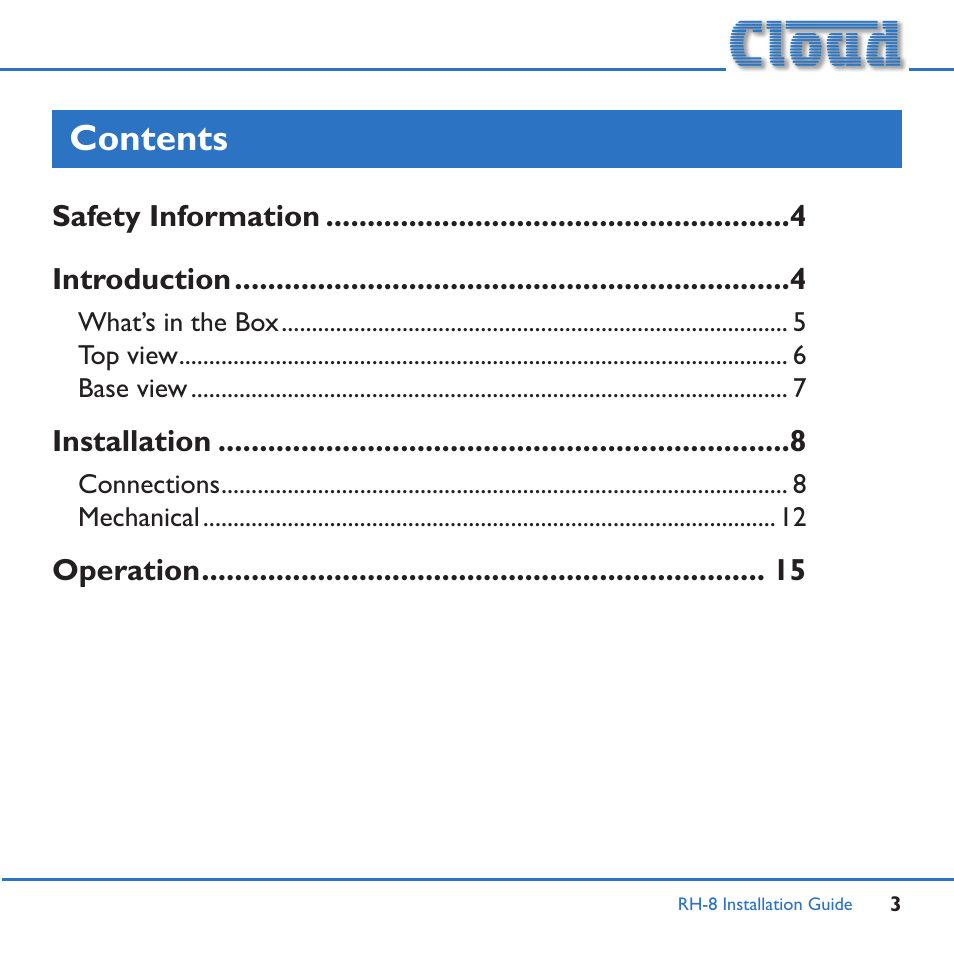 Cloud Electronics RH-8c User Manual | Page 3 / 16