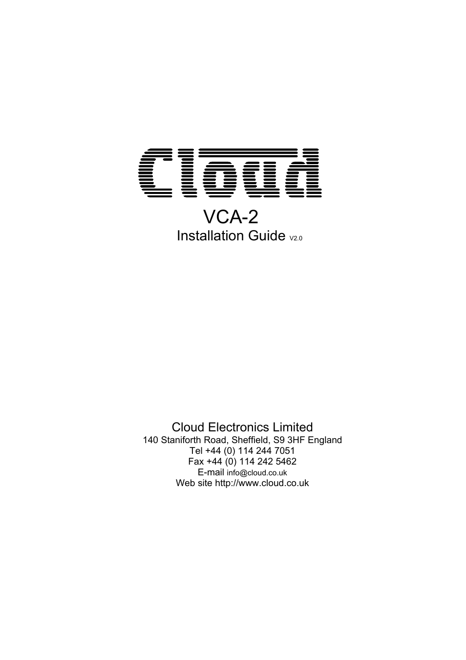 Cloud Electronics VCA-2 User Manual | 3 pages