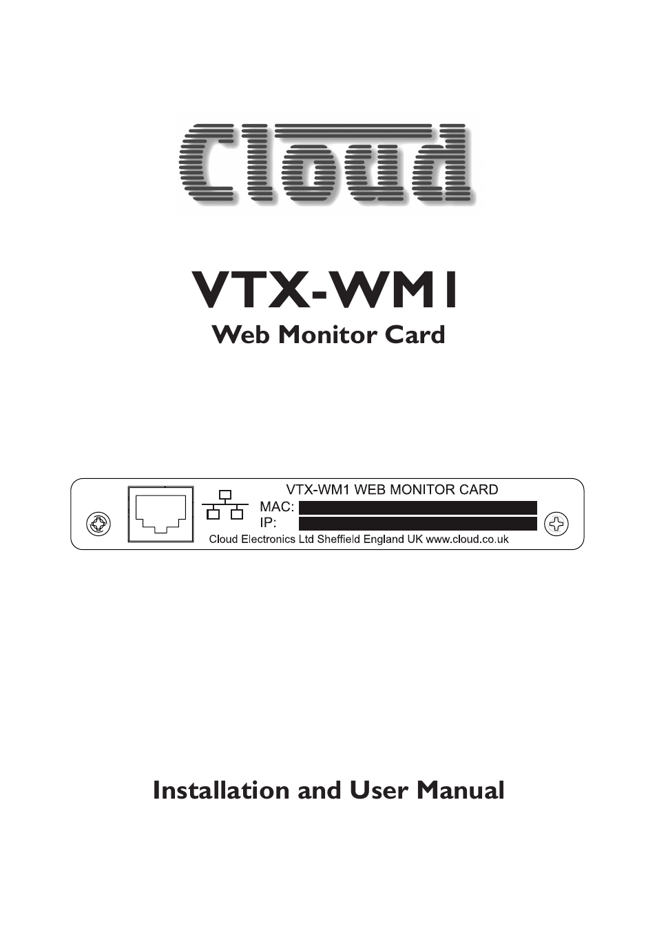 Cloud Electronics VTX-WM1 User Manual | 21 pages