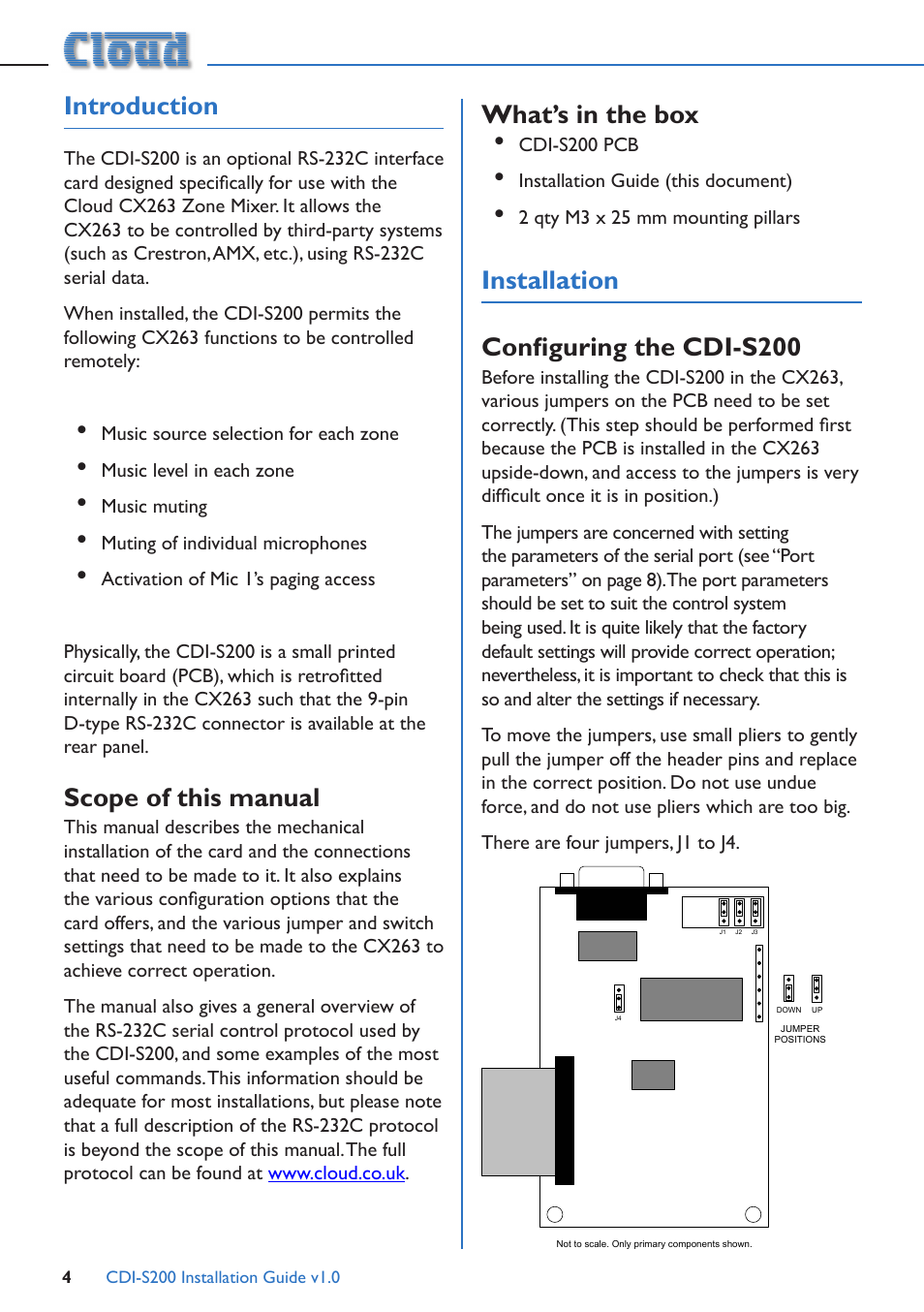Introduction, Scope of this manual, What’s in the box | Installation, Configuring the cdi-s200, Installation configuring the cdi-s200 | Cloud Electronics CDI-S200 User Manual | Page 4 / 13