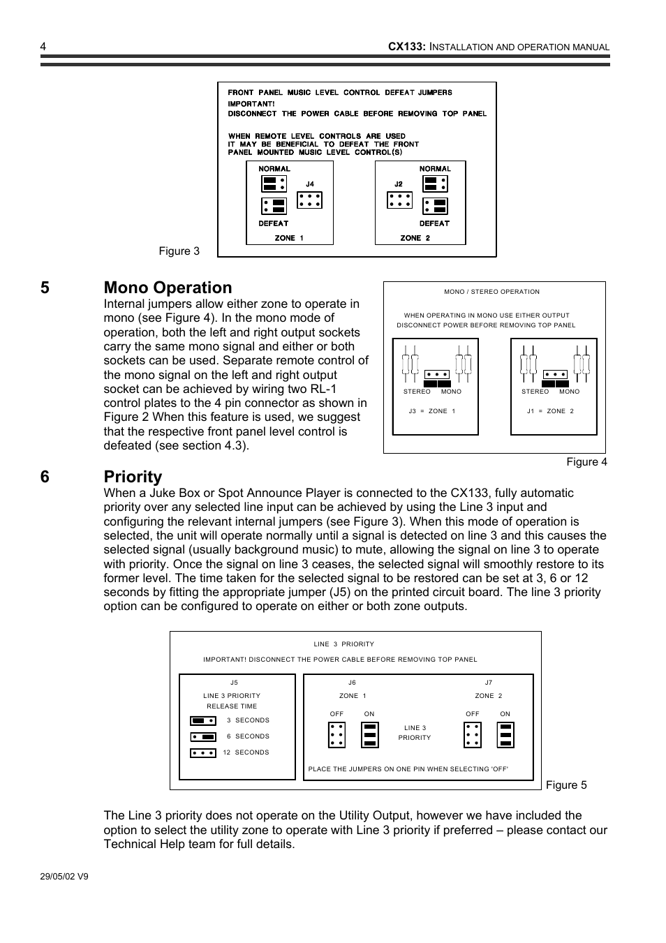 5 mono operation, 6 priority, 4cx133: i | Figure 3, Figure 4, Figure 5 | Cloud Electronics CX133 User Manual | Page 5 / 10