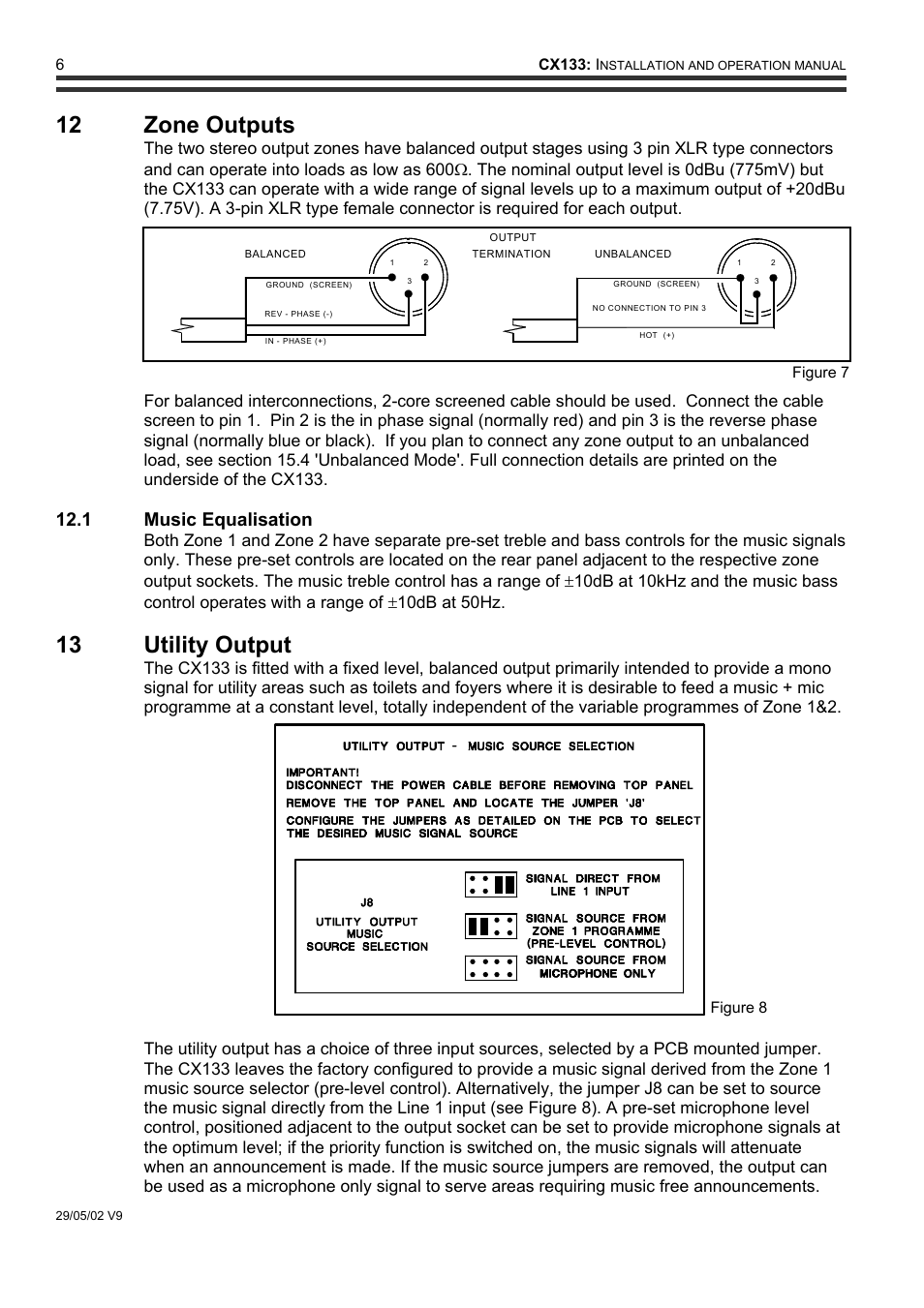 12 zone outputs, 13 utility output, 1 music equalisation | Cloud Electronics CX133 User Manual | Page 7 / 10