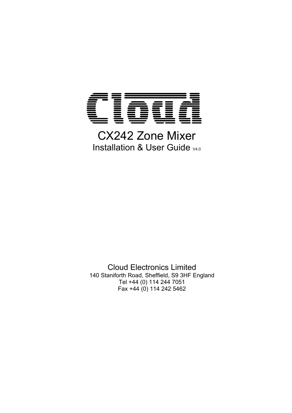 Cloud Electronics CX242 User Manual | 12 pages