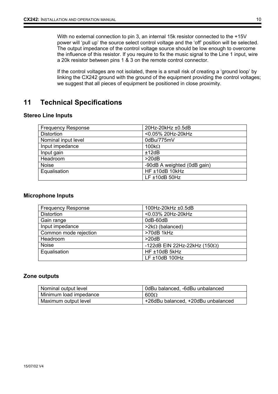 11 technical specifications | Cloud Electronics CX242 User Manual | Page 11 / 12