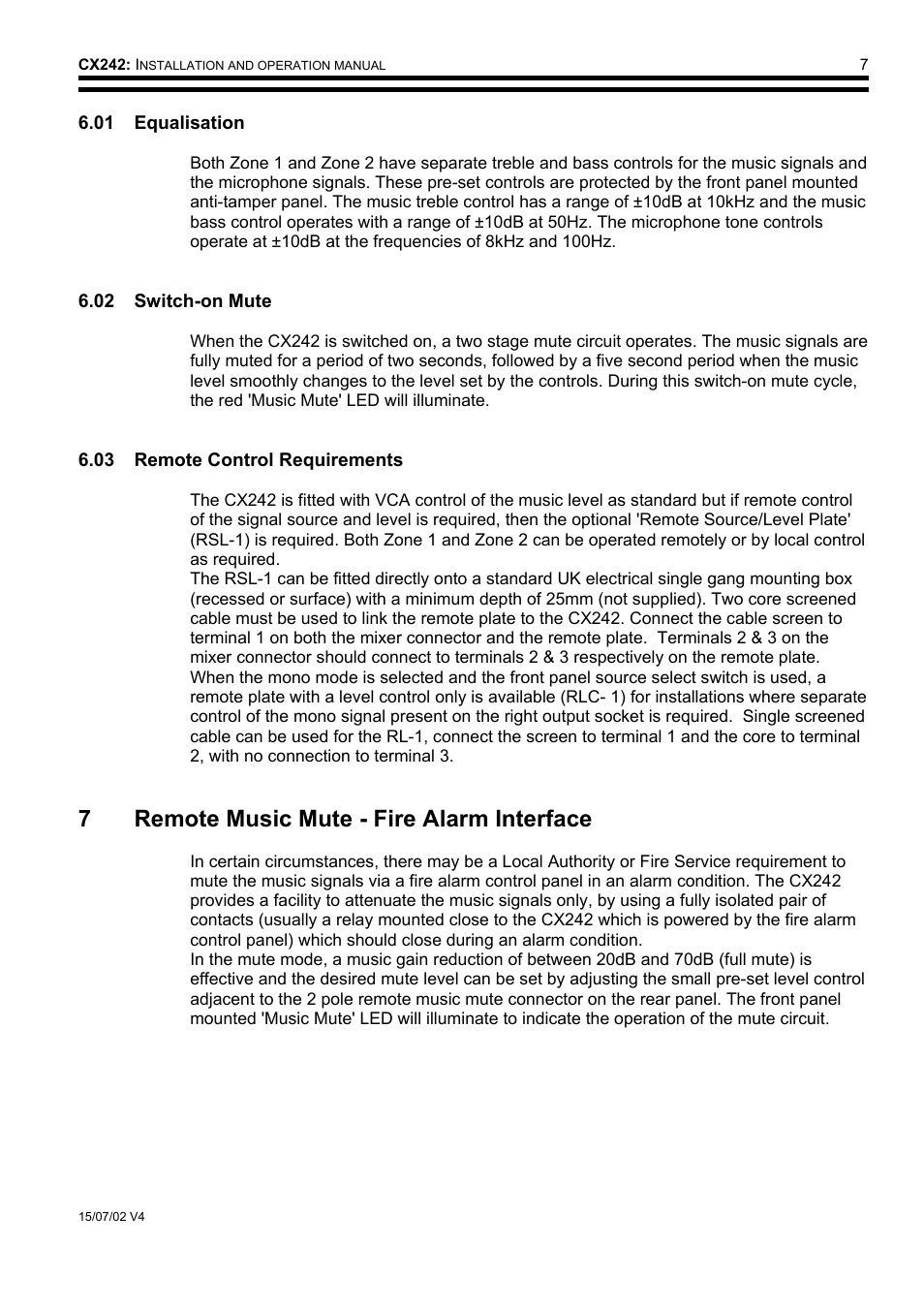 7remote music mute - fire alarm interface | Cloud Electronics CX242 User Manual | Page 8 / 12