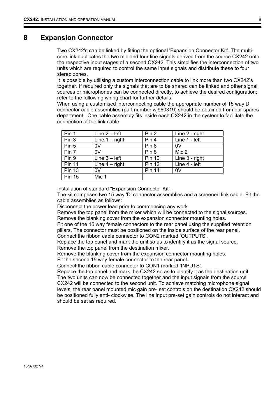 8 expansion connector | Cloud Electronics CX242 User Manual | Page 9 / 12
