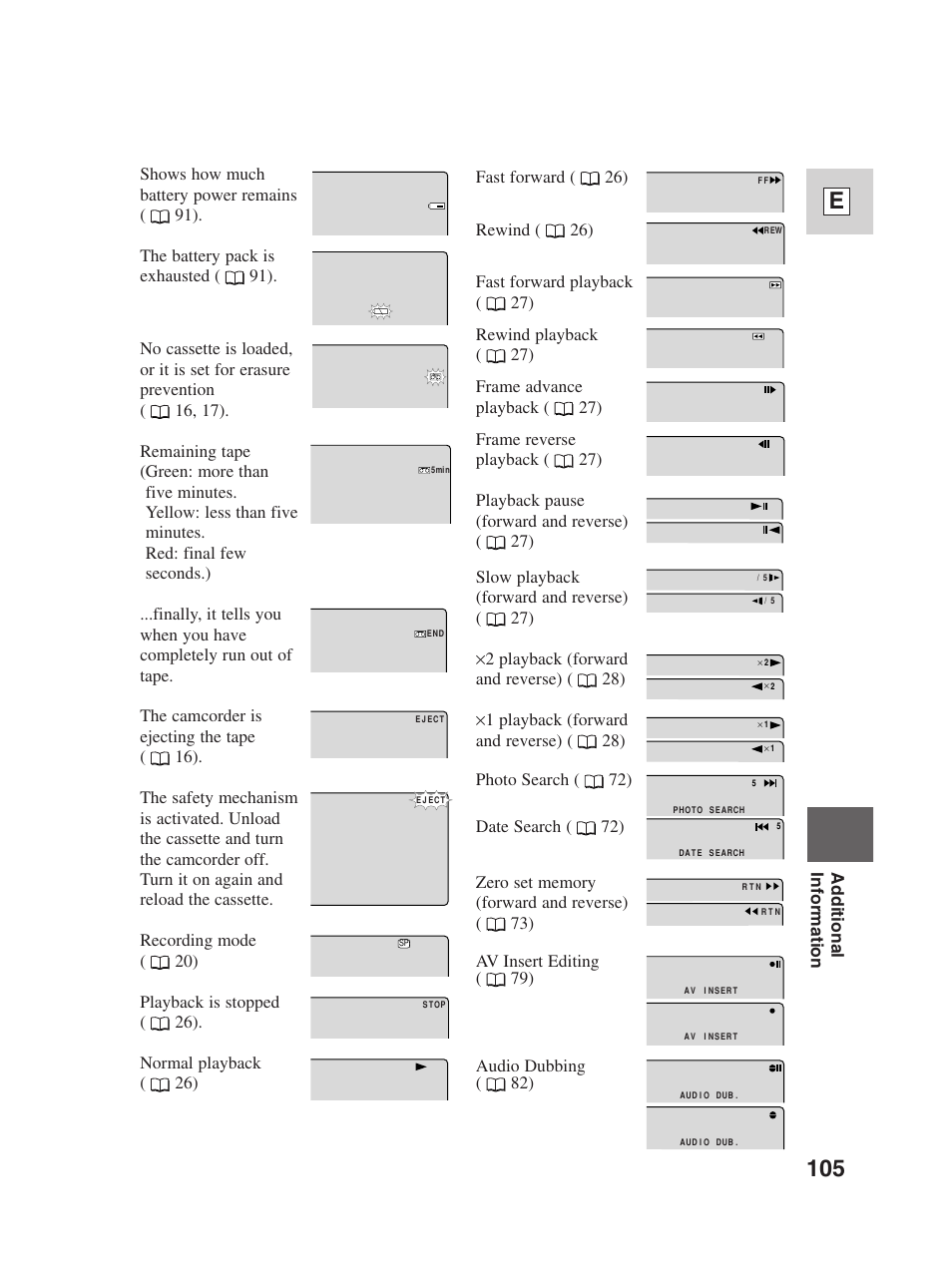 105 e | Canon Digital Video Camcorder ZR20 User Manual | Page 105 / 114