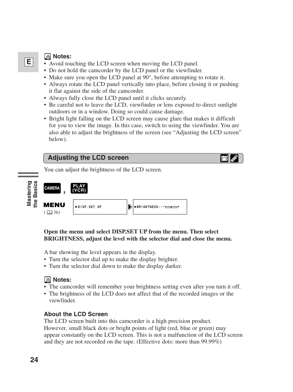 24 e | Canon Digital Video Camcorder ZR20 User Manual | Page 24 / 114