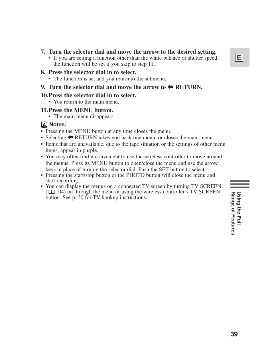 39 e | Canon Digital Video Camcorder ZR20 User Manual | Page 39 / 114
