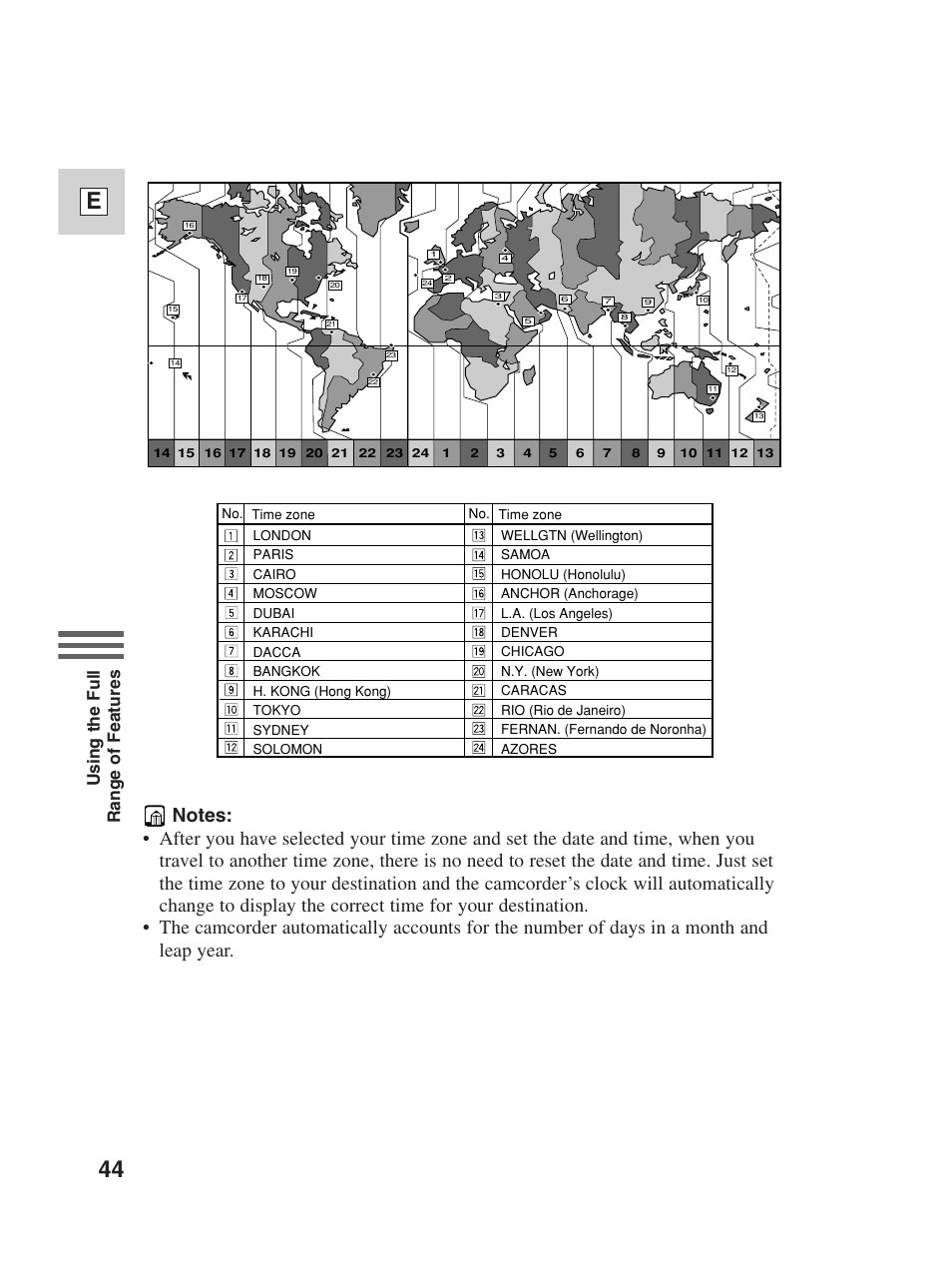 44 e, Using the full range of features | Canon Digital Video Camcorder ZR20 User Manual | Page 44 / 114