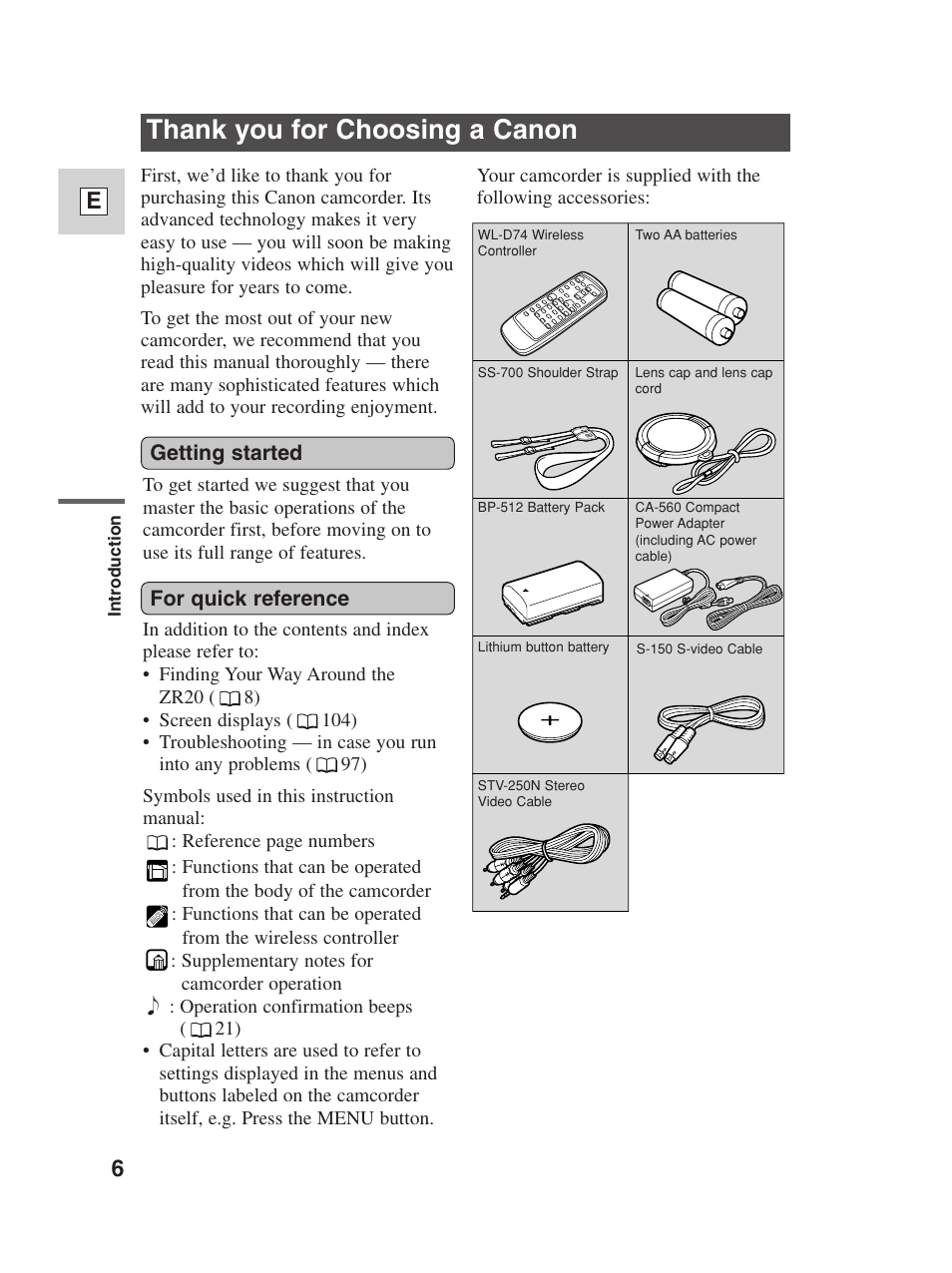 Canon Digital Video Camcorder ZR20 User Manual | Page 6 / 114