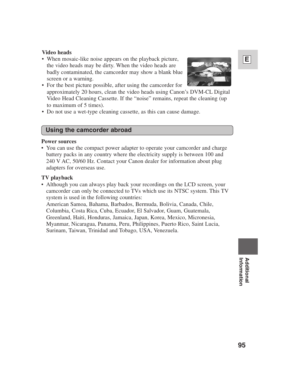 95 e | Canon Digital Video Camcorder ZR20 User Manual | Page 95 / 114