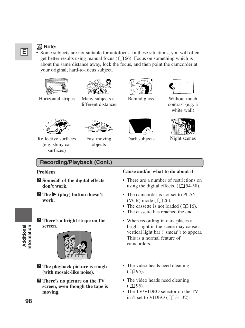 98 e | Canon Digital Video Camcorder ZR20 User Manual | Page 98 / 114