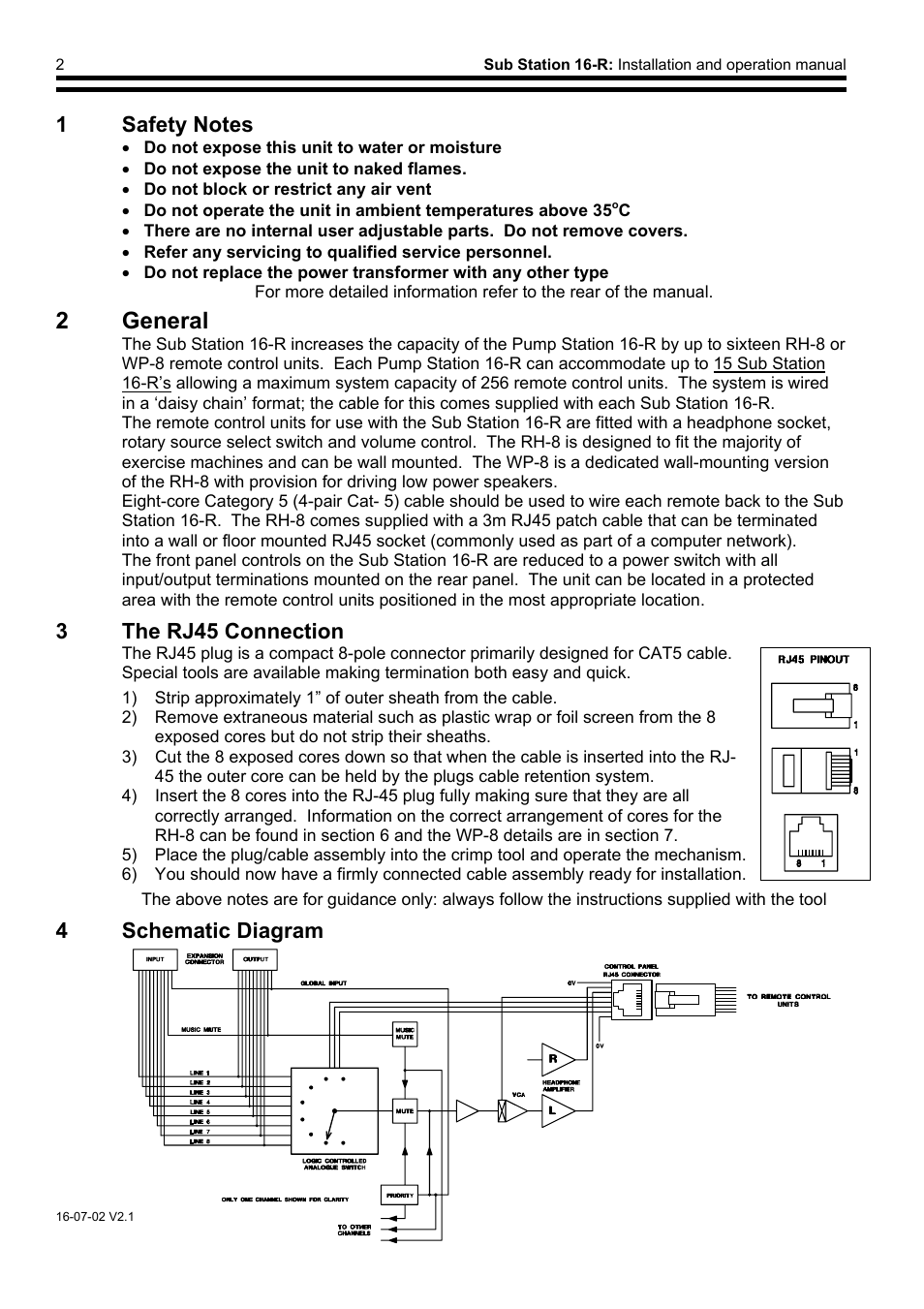2 general, 3the rj45 connection, 4 schematic diagram | Cloud Electronics SS16 User Manual | Page 3 / 9