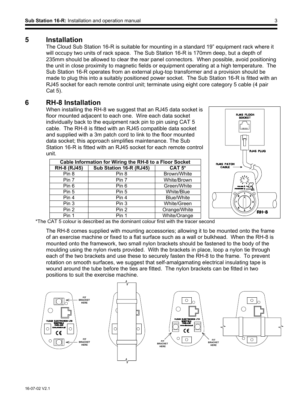 5 installation, 6 rh-8 installation | Cloud Electronics SS16 User Manual | Page 4 / 9