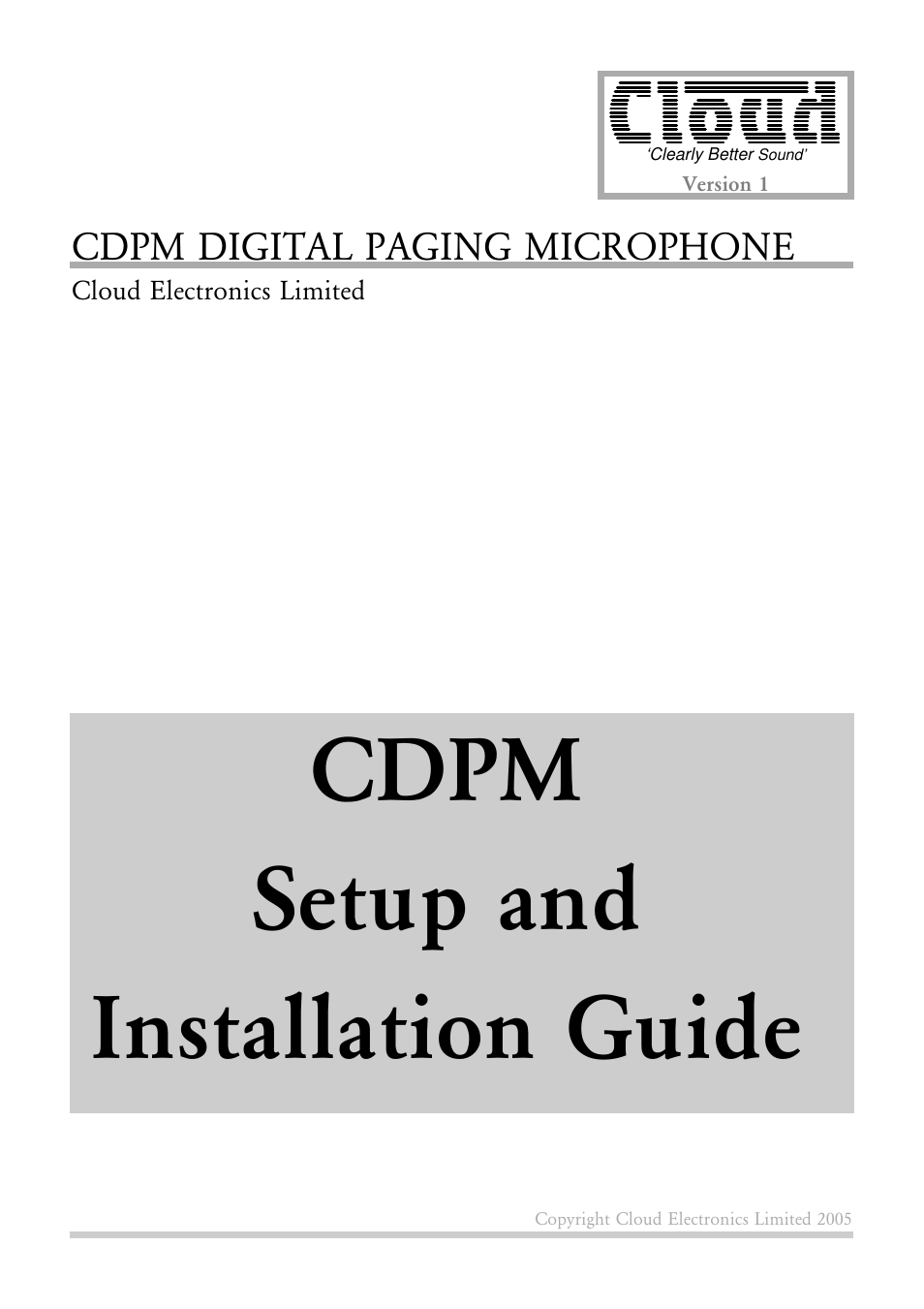 Cloud Electronics CDPM Range User Manual | 21 pages