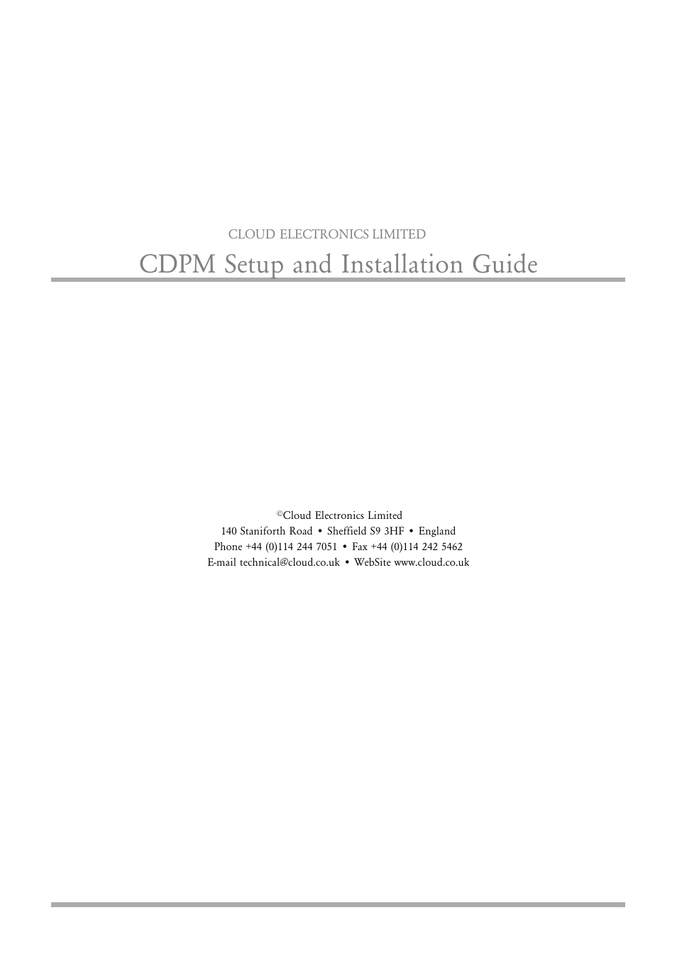 Cdpm setup and installation guide | Cloud Electronics CDPM Range User Manual | Page 3 / 21