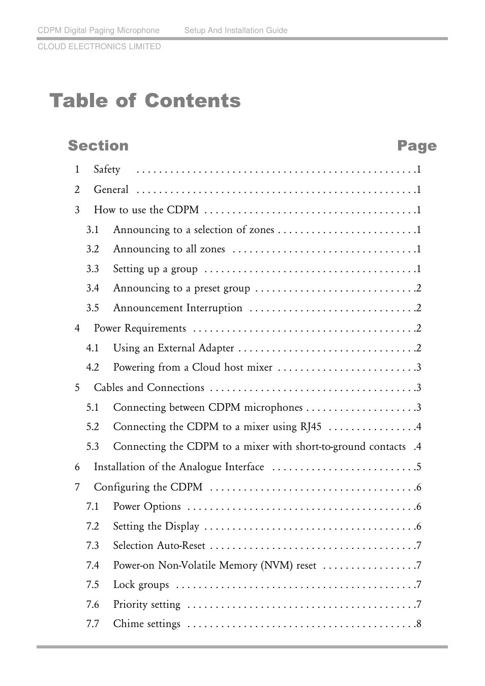 Cloud Electronics CDPM Range User Manual | Page 5 / 21