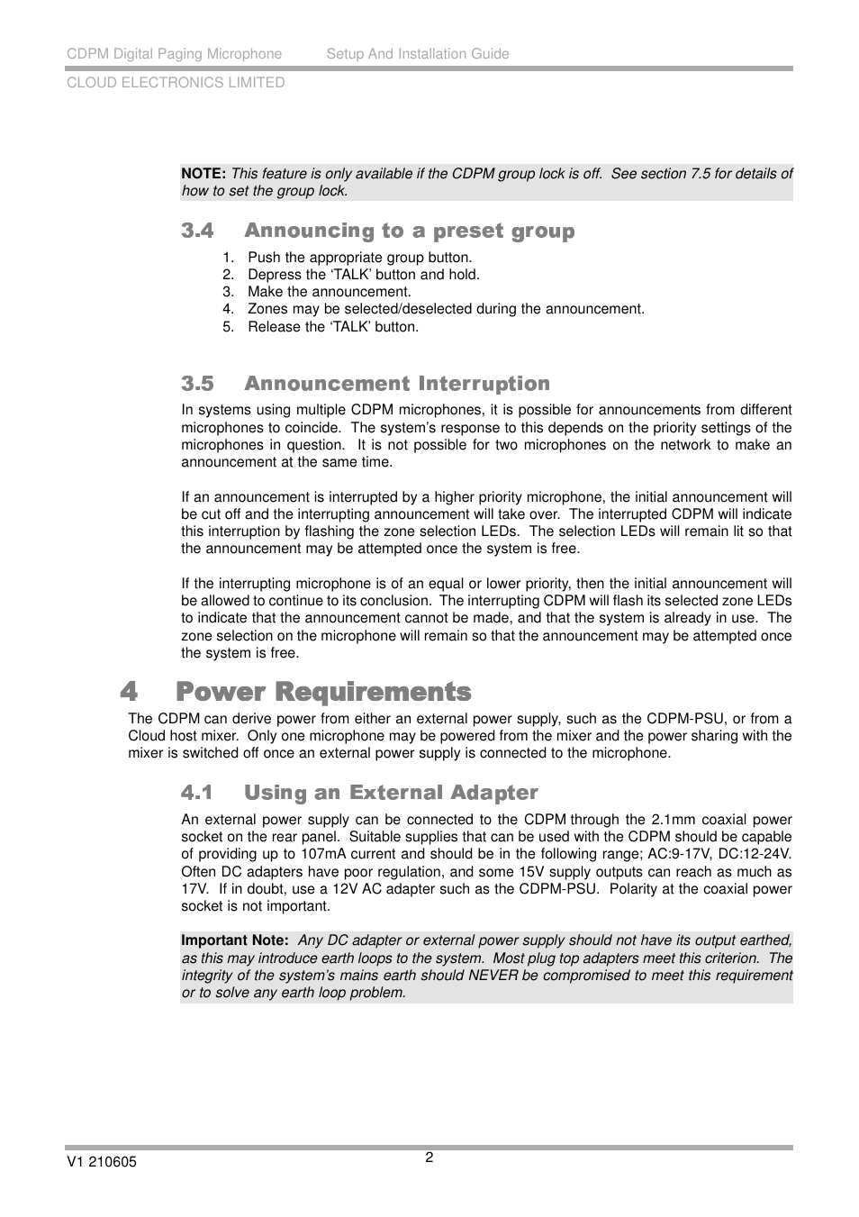 Cloud Electronics CDPM Range User Manual | Page 8 / 21
