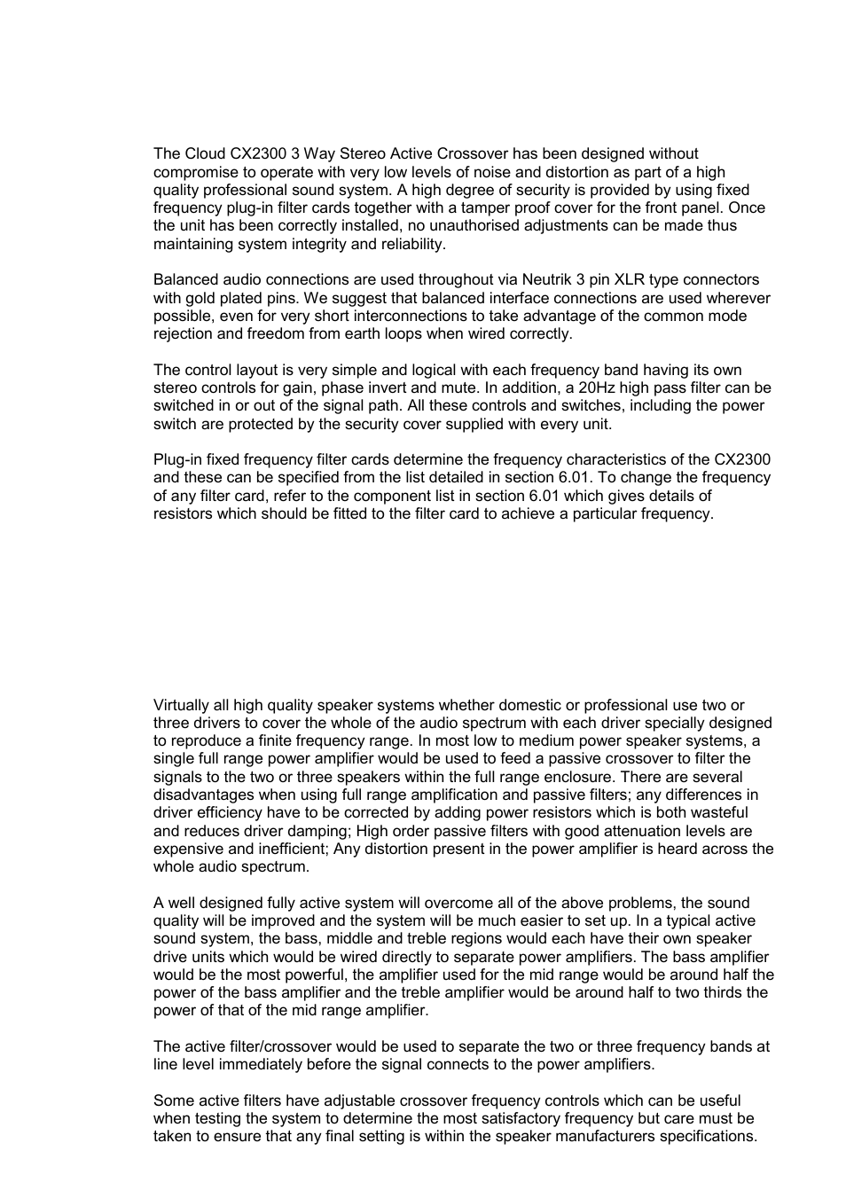 1introduction, 2active filters and crossovers | Cloud Electronics CX2300 User Manual | Page 3 / 13