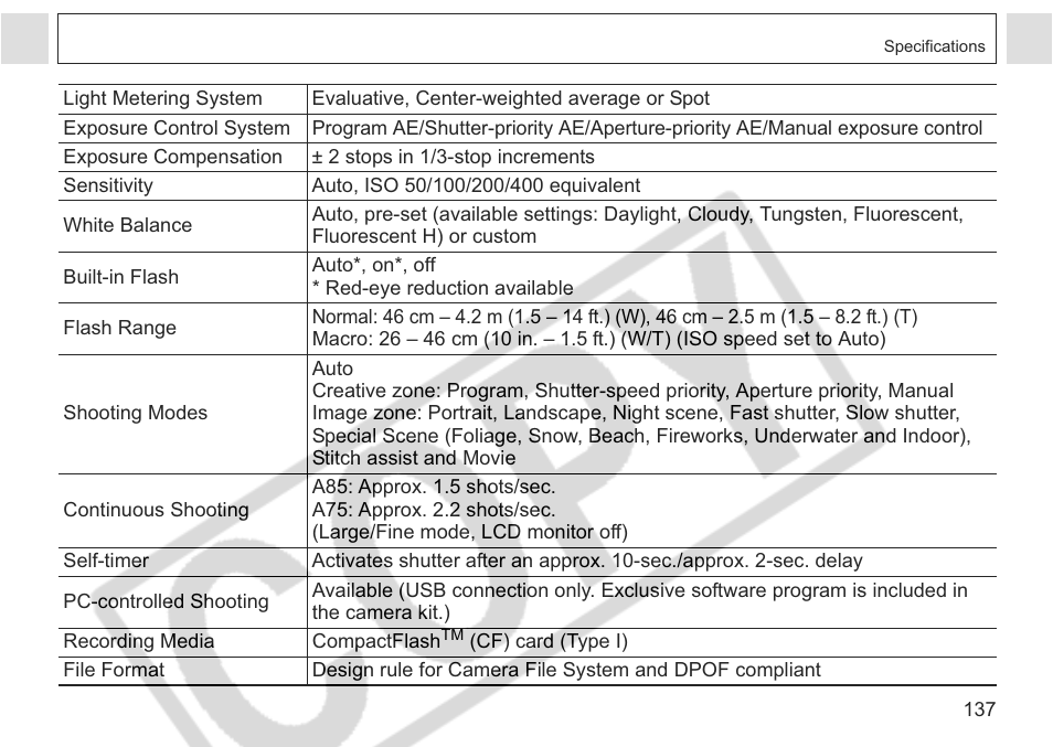 Canon A75 User Manual | Page 139 / 156