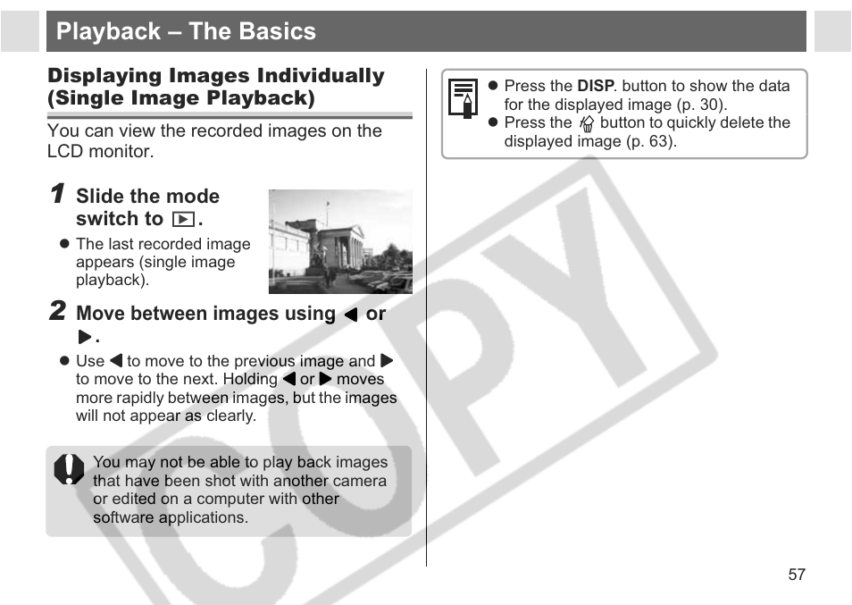 Playback – the basics | Canon A75 User Manual | Page 59 / 156
