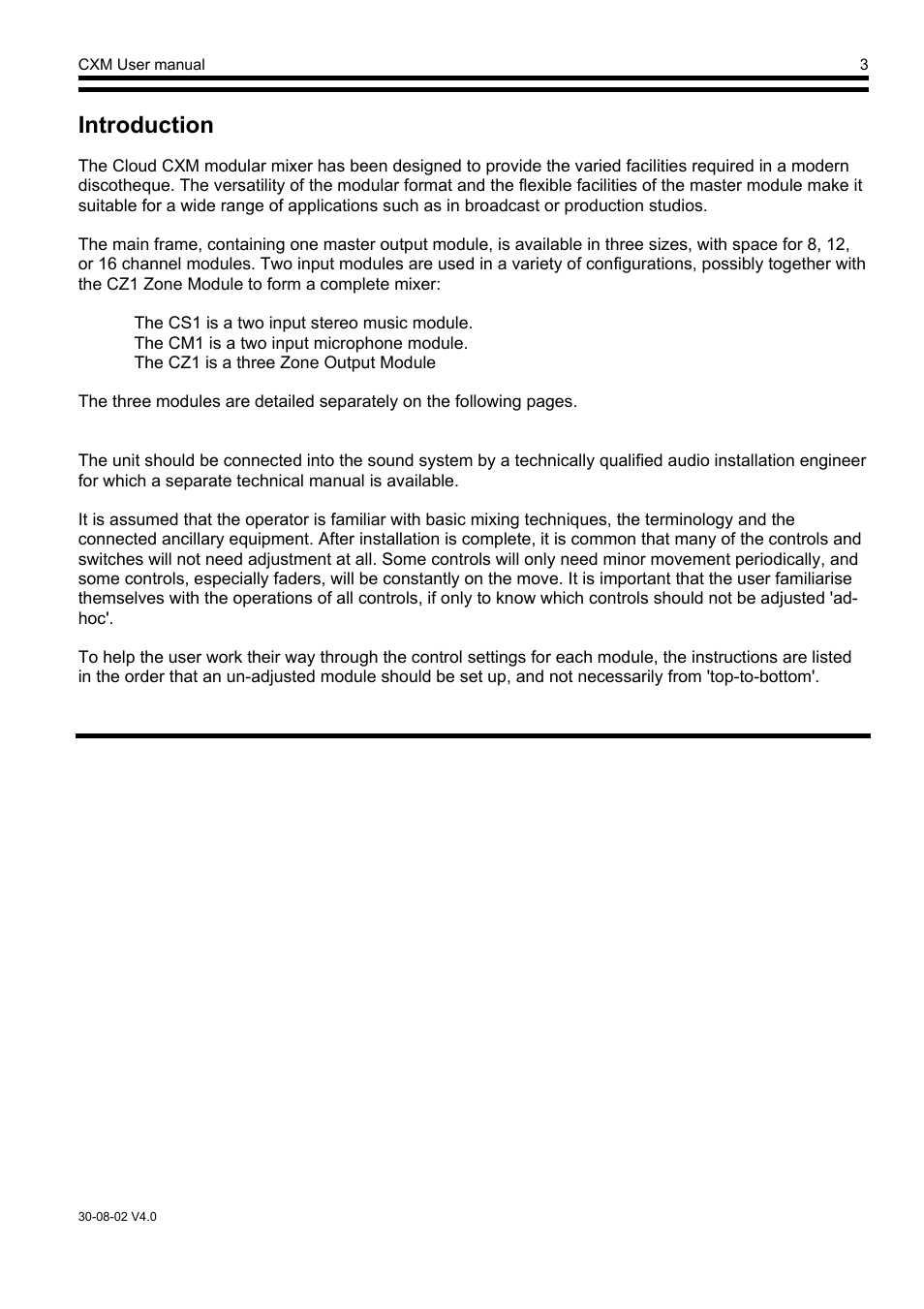 Introduction | Cloud Electronics CXM2 User Manual | Page 4 / 13