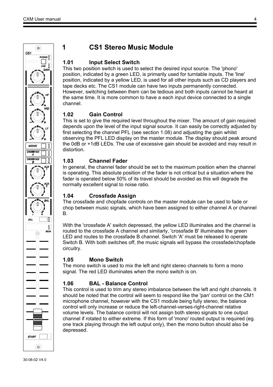 1cs1 stereo music module | Cloud Electronics CXM2 User Manual | Page 5 / 13