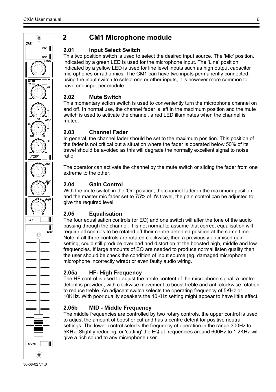 2cm1 microphone module | Cloud Electronics CXM2 User Manual | Page 7 / 13