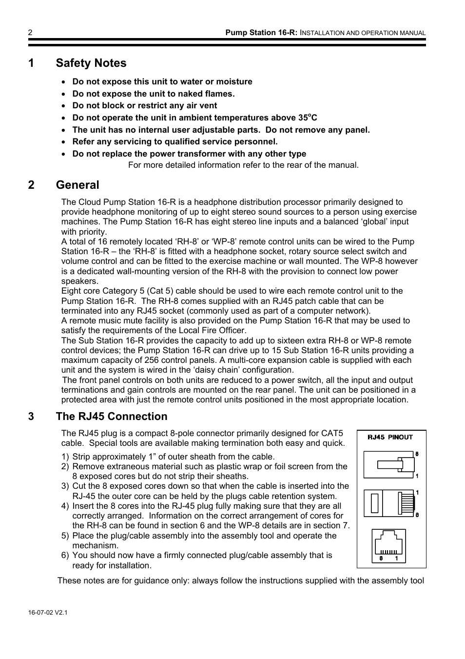 2 general, 3the rj45 connection | Cloud Electronics PS16 User Manual | Page 3 / 12